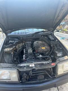 Mercedes-Benz engine bay open during engine diagnostics